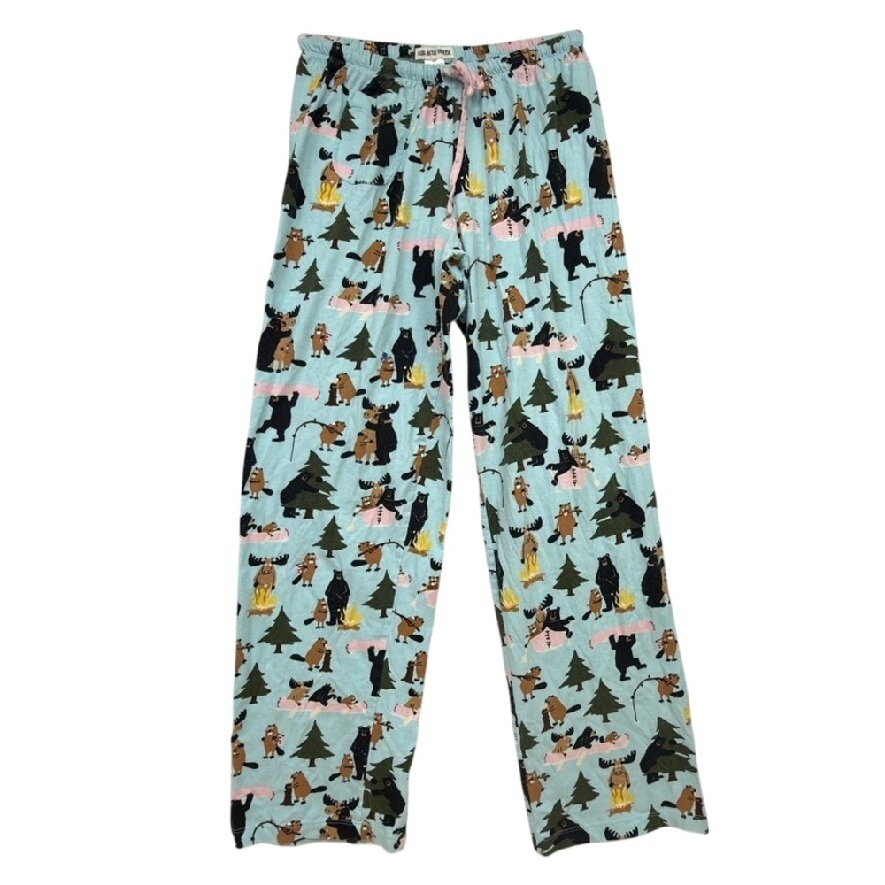 Little Blue House Hatley Pajama‎ Pants Womens M Woodland Bear Moose Cotton